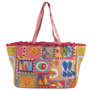 pwea_34.png Folk Art Patchwork Fringe Crochet Canvas Tote Bag